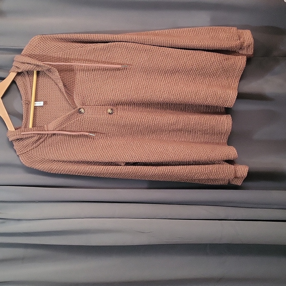 Brown Waffle Knit Hoodie
